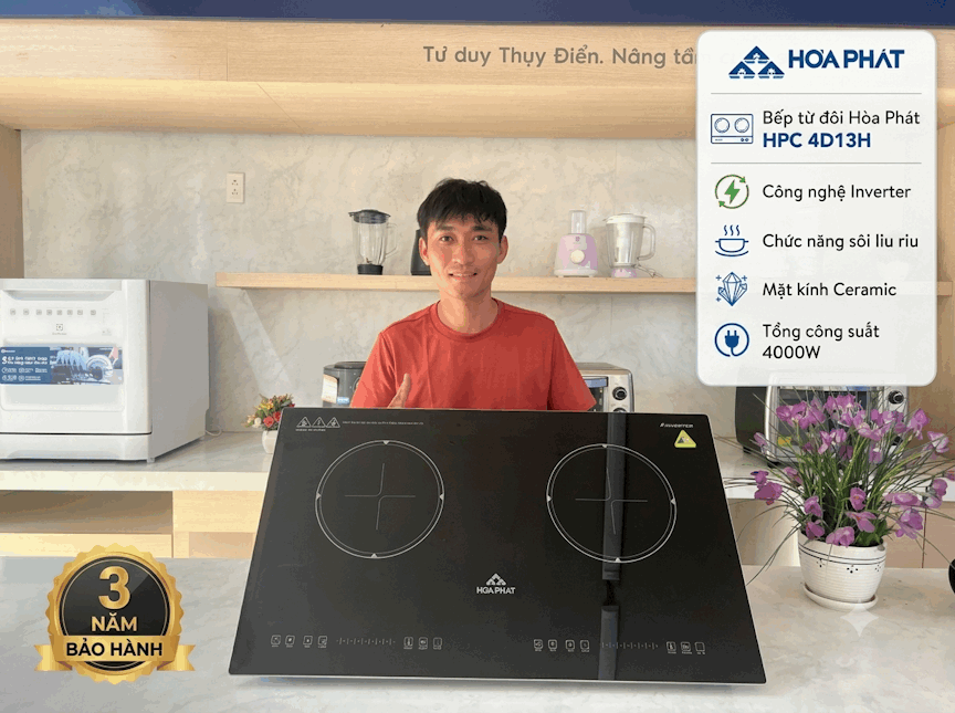 Bếp từ đôi Hòa Phát HPC 4D13H và các tính năng